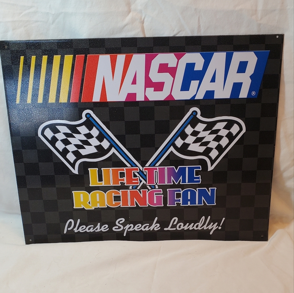 Nascar Lifetime Racing Fan Please Speak Loudly Metal Sign Retro 15" x 12"